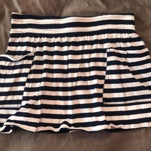 Navy and White Striped Skirt